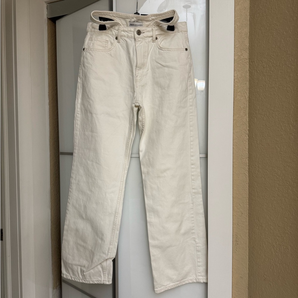 Zara Off-White Denim Pants